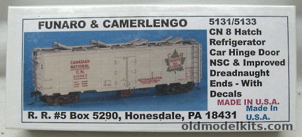 Funaro & Camerlengo 1/87 40' 8 Hatch Hinged Door Reefer - NSC or ID Ends Resin HO Craftsman Kit, 5131-33 plastic model kit